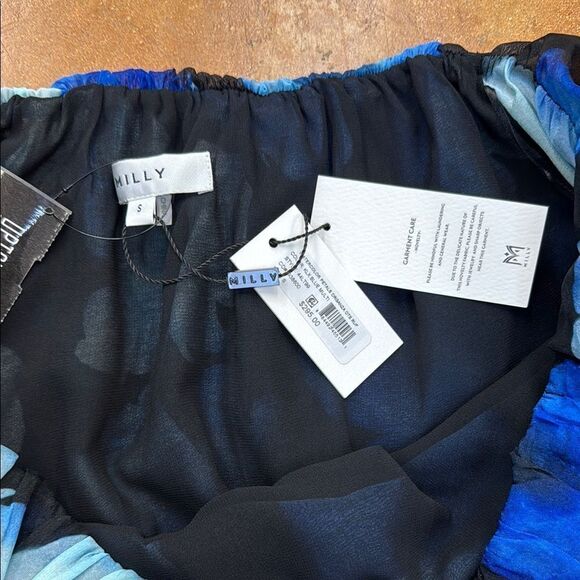 Off-Shoulder Blue Floral Blouse - Picture 5 of 6